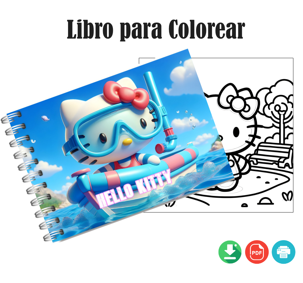 Libro para Colorear de Hello Kitty en formato PDF