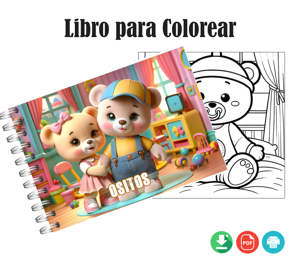 Libro para Colorear de Ositos en formato PDF