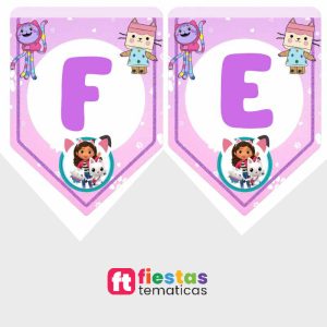En los detalles está la verdadera magia de una fiesta inolvidable. Dale ese toque especial y exclusivo a tu celebración con nuestro banderín de cumpleaños personalizado de La casa de muñecas de Gabby, diseñado con acabado profesional para sorprender al festejado y a todos tus invitados.
