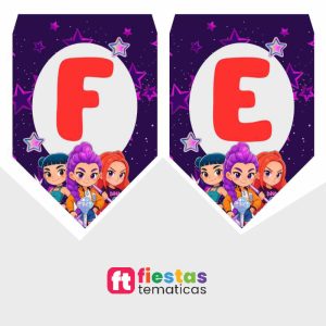 En los detalles está la verdadera magia de una fiesta inolvidable. Dale ese toque especial y exclusivo a tu celebración con nuestro banderín de cumpleaños personalizado de Las guerreras K-pop, diseñado con acabado profesional para sorprender al festejado y a todos tus invitados.
