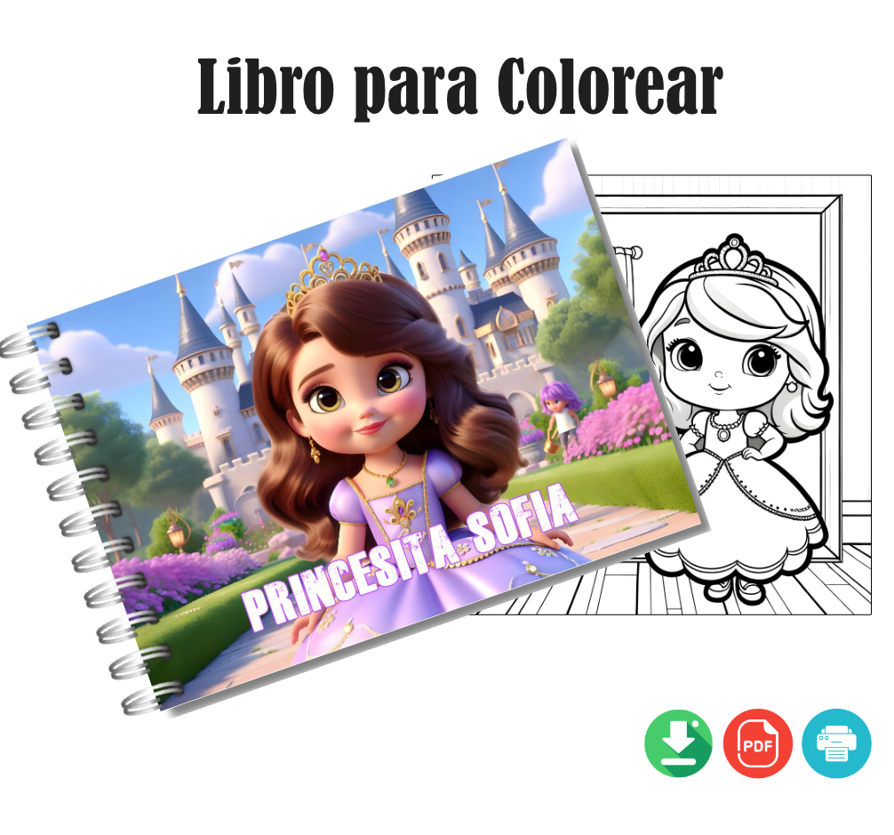 Libro para Colorear de Princesita Sofía en formato PDF