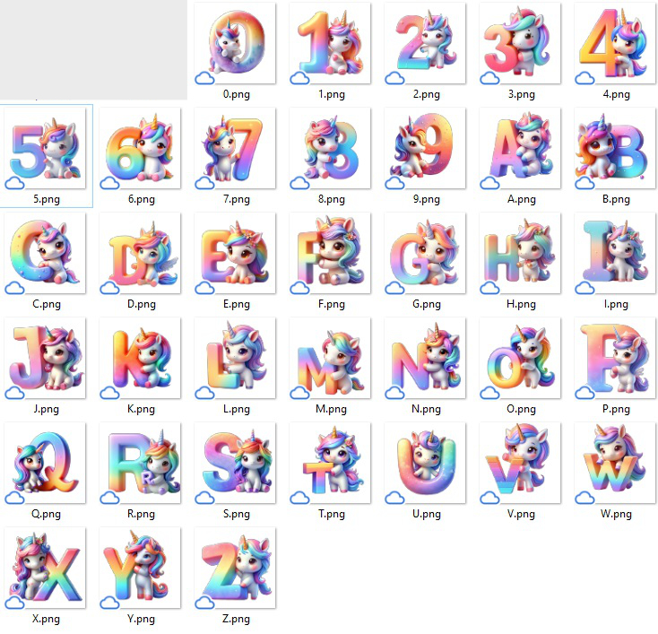 Letras números de la temática Unicornio Personalizado - Image 2