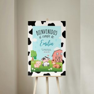 Dale un toque mágico a tu celebración con este cuadro de bienvenida La Granja en foamboard con vinil, perfecto para decorar la entrada de tu fiesta. Un accesorio llamativo y delicado que sorprenderá a tus invitados desde el primer momento.