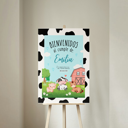 Dale un toque mágico a tu celebración con este cuadro de bienvenida La Granja en foamboard con vinil, perfecto para decorar la entrada de tu fiesta. Un accesorio llamativo y delicado que sorprenderá a tus invitados desde el primer momento.