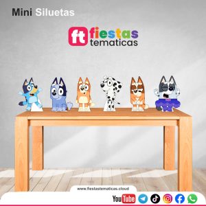 Haz que tu evento destaque con nuestras Mini Siluetas de Bluey para su Decoración. Si buscas una decoración que marque la diferencia, nuestras mini siluetas de 20 cm son la solución perfecta. Olvídate de los adornos de cartón que se doblan o pierden color; en Fiestas Tematicas apostamos por la calidad profesional.