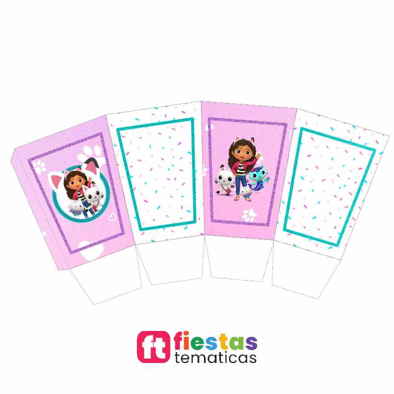🍿 Cajitas de Pop Corn Personalizadas de La casa de muñecas de Gabby para Fiestas y Eventos Haz que tu mesa de dulces destaque con estas espectaculares cajitas de pop corn diseñadas especialmente para tu celebración. Son el recuerdo perfecto y un elemento decorativo que a niños y adultos les encantará.