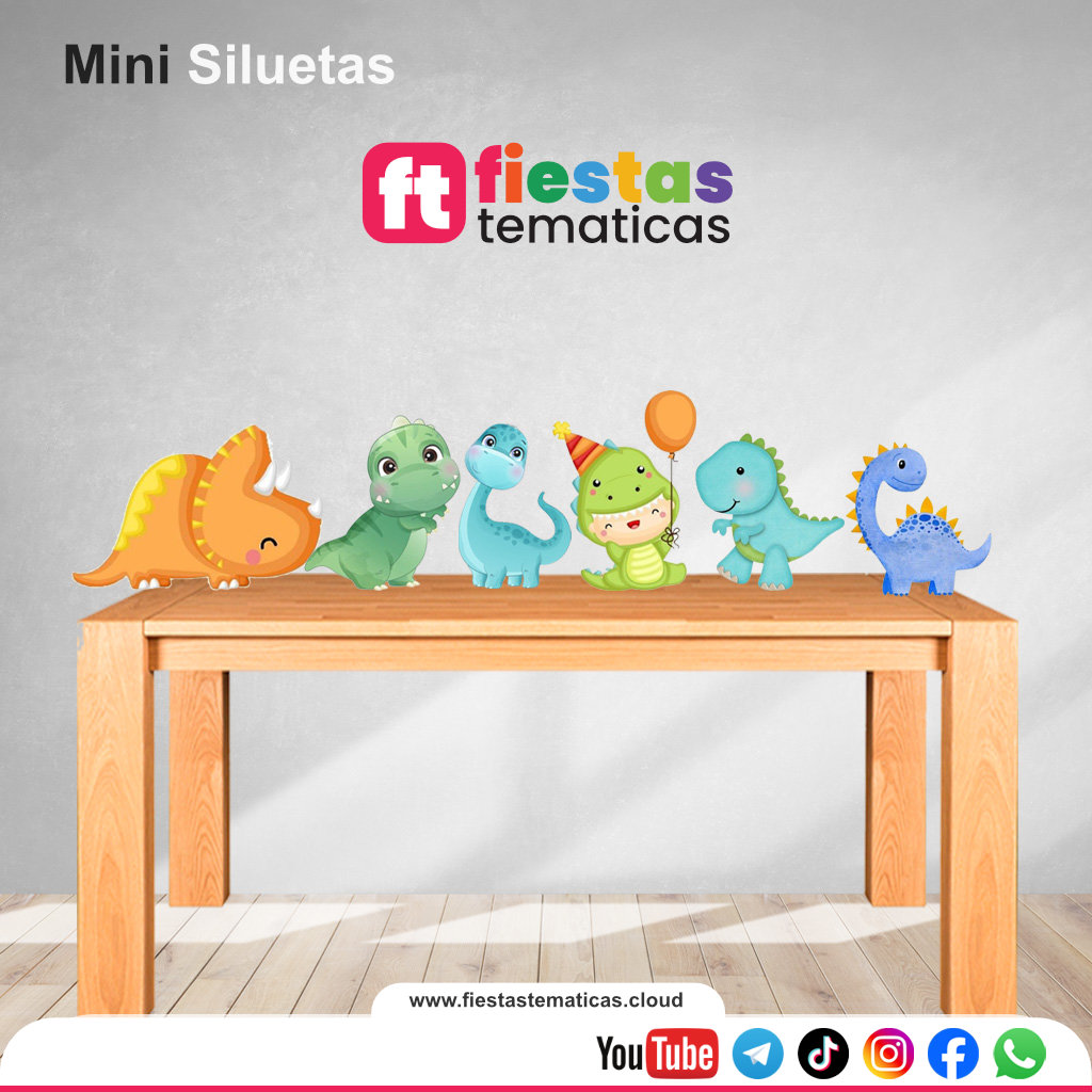Haz que tu evento destaque con nuestras Mini Siluetas de Dino Friends para su Decoración. Si buscas una decoración que marque la diferencia, nuestras mini siluetas de 20 cm son la solución perfecta. Olvídate de los adornos de cartón que se doblan o pierden color; en Fiestas Tematicas apostamos por la calidad profesional.