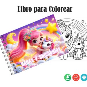 Libro para Colorear de Hadas y Unicornios en formato PDF