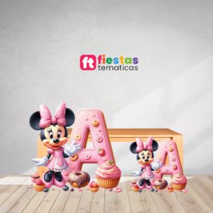 Dale un toque único y divertido a tu fiesta con nuestras letras en vinil y foam de Minnie Mouse confiteria, perfectas para decorar mesas, fondos y espacios especiales. Puedes elegir la inicial del cumpleañero y personalizarla en dos tamaños: 70 cm o 1 m de altura, ambas con soporte firme para mantenerse en pie durante todo el evento.