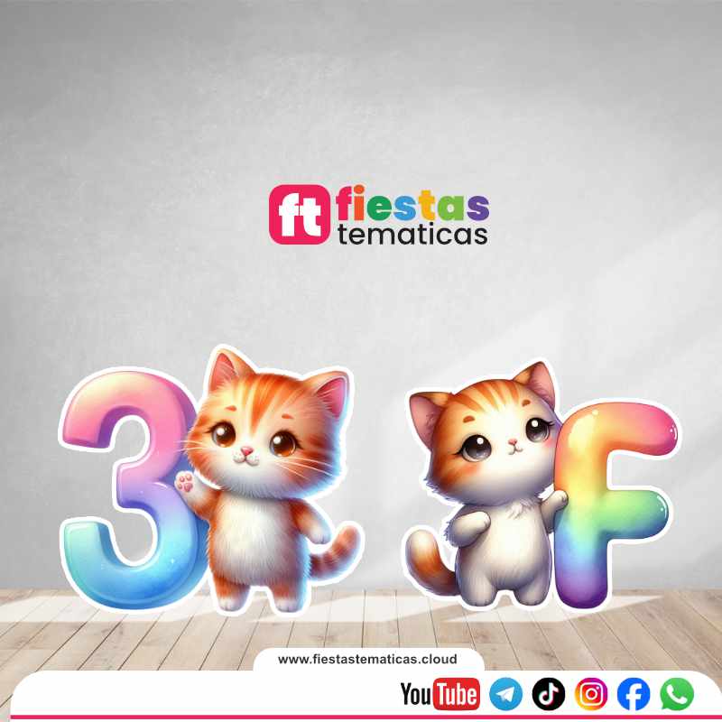 Transforma la decoración de tu fiesta con nuestras Letras números de la temática Gatito. Creadas con un acabado impecable, son el elemento perfecto para destacar en la mesa principal, la entrada del evento o como el fondo ideal para las fotos de recuerdo.