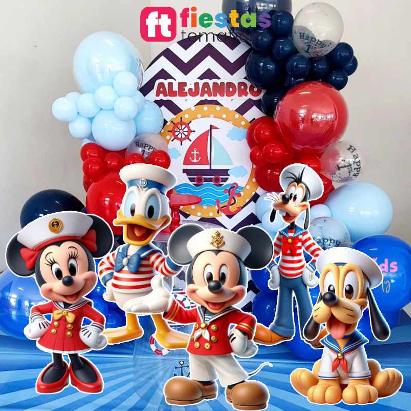 Kit de Siluetas Temáticas de Mickey Marinero ¿Estás planeando una decoración espectacular? Nuestras siluetas personalizadas son el elemento clave que necesitas. Elaboradas con materiales de alta calidad, combinamos la viveza de los colores del Vinil Premium con la rigidez y ligereza del Foamboard, logrando un acabado profesional, limpio y resistente.