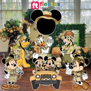 Kit de Siluetas Temáticas Mickey Safari ¿Estás planeando una decoración espectacular? Nuestras siluetas personalizadas son el elemento clave que necesitas. Elaboradas con materiales de alta calidad, combinamos la viveza de los colores del Vinil Premium con la rigidez y ligereza del Foamboard, logrando un acabado profesional, limpio y resistente.