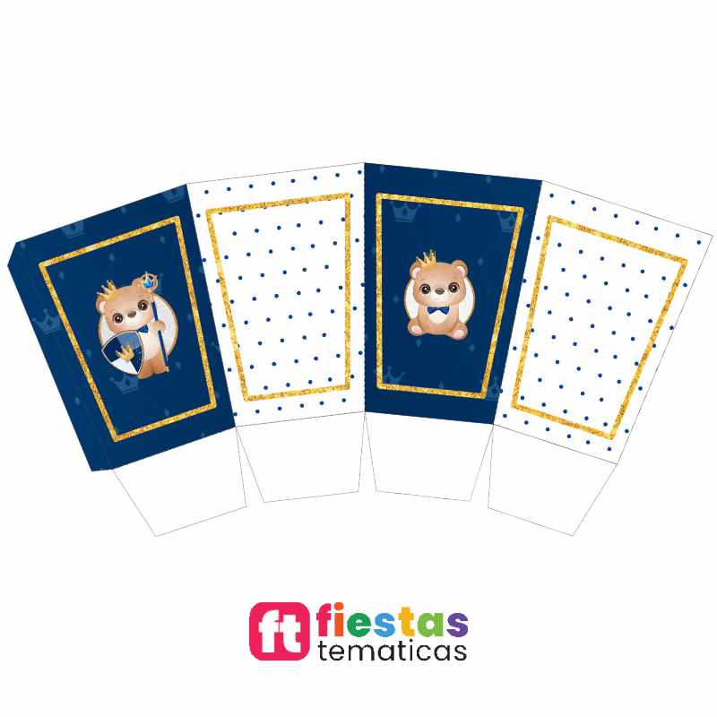 Cajitas de Pop Corn Personalizadas Osito Principe para Fiestas y Eventos Haz que tu mesa de dulces destaque con estas espectaculares cajitas de pop corn diseñadas especialmente para tu celebración. Son el recuerdo perfecto y un elemento decorativo que a niños y adultos les encantará.