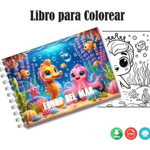 Libro para Colorear de Fondo del Mar en formato PDF