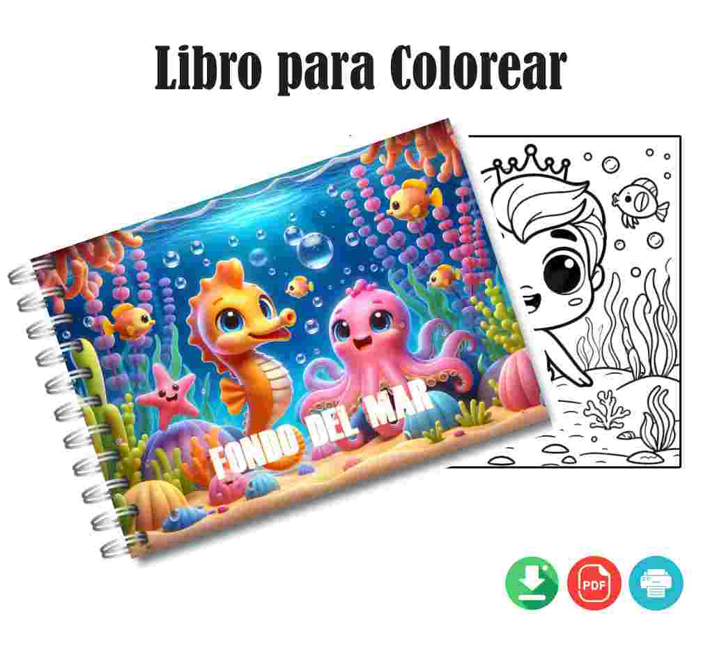 Libro para Colorear de Fondo del Mar en formato PDF