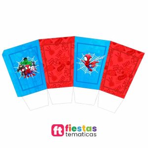 🍿 Cajitas de Pop Corn Personalizadas Spidey y sus sorprendentes amigos para Fiestas y Eventos Haz que tu mesa de dulces destaque con estas espectaculares cajitas de pop corn diseñadas especialmente para tu celebración. Son el recuerdo perfecto y un elemento decorativo que a niños y adultos les encantará.